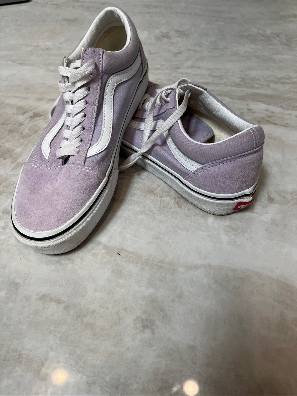 Vans Lavender Suede Old Skool Sneakers with White Stripe